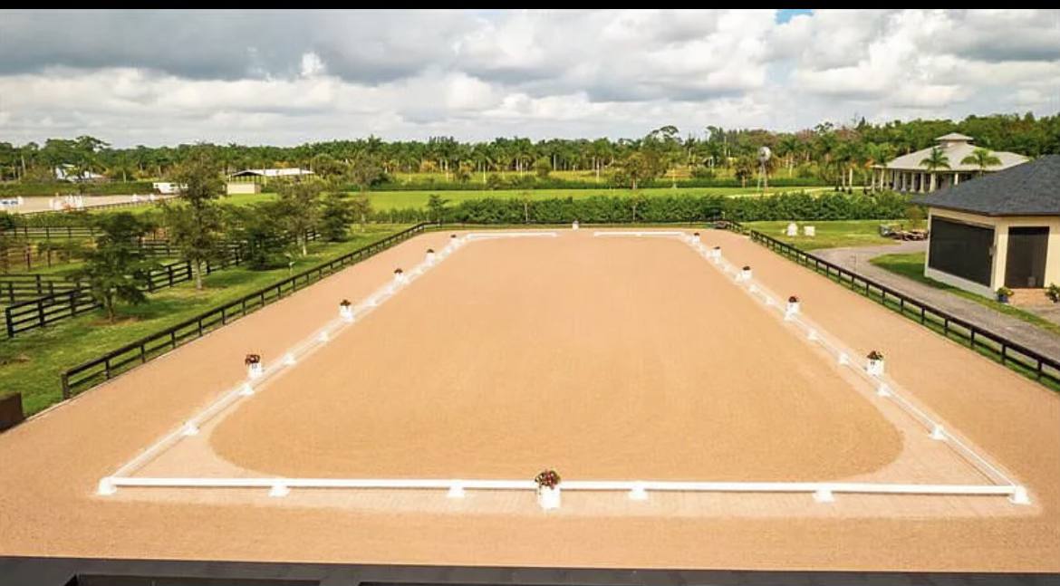 The GGT competition arena set as a full dressage court