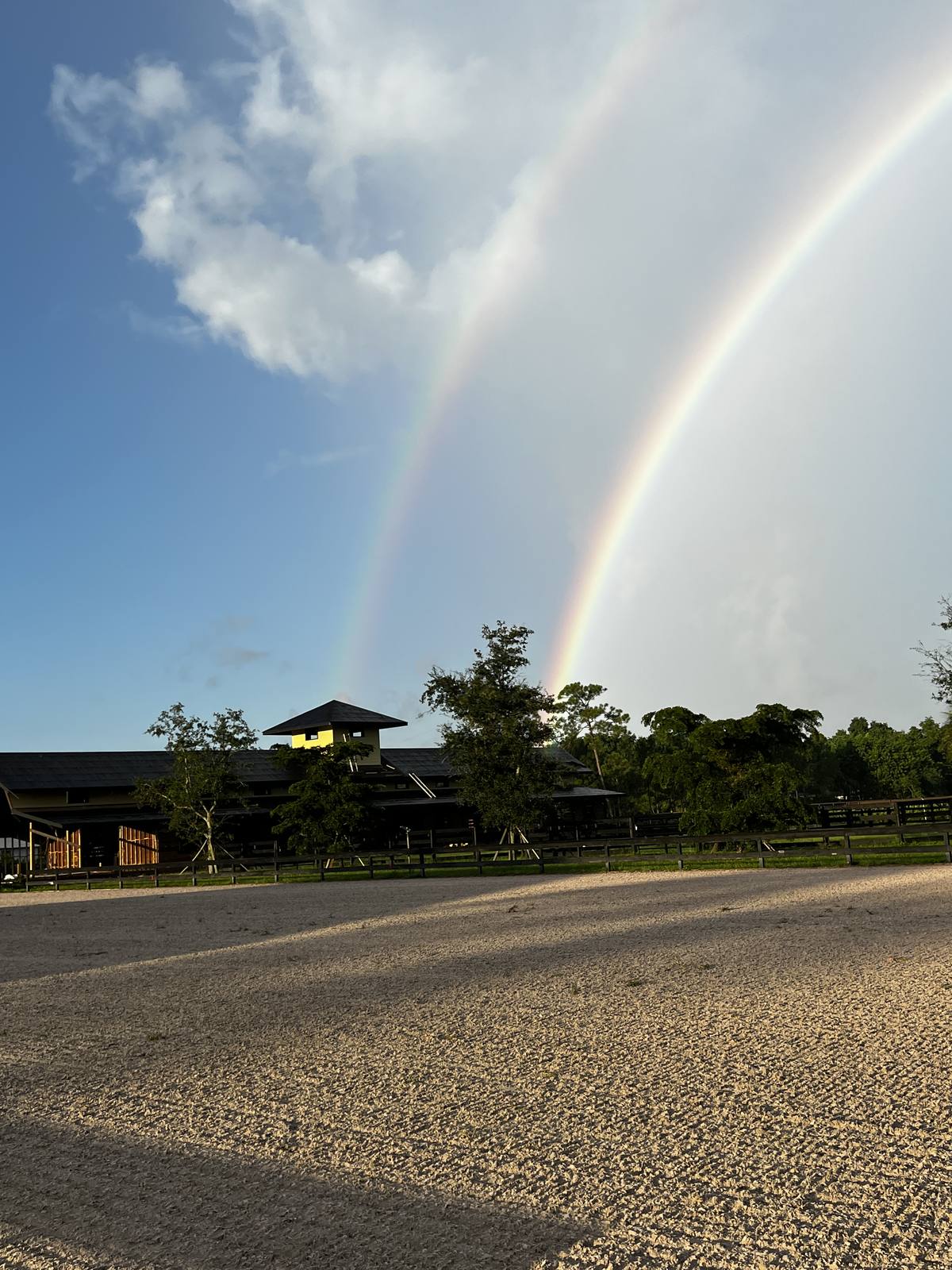 A double rainbow over the arena
