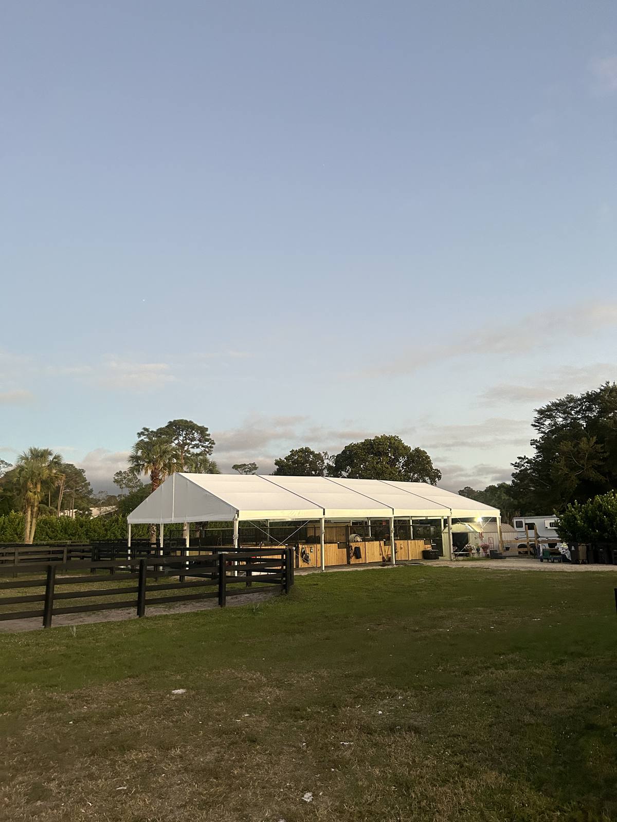The Tent Barn at dusk