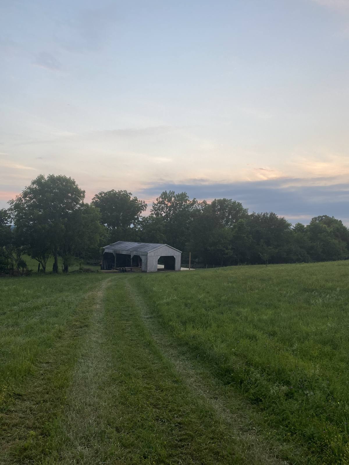 The lane to the event barn at dusk